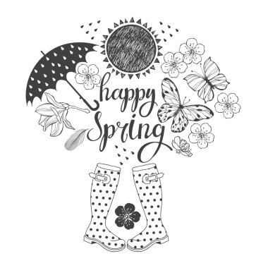 Mutlu bahar tebrik kartı 