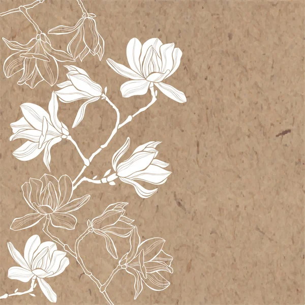 Grenar med magnolia blommor — Stock vektor