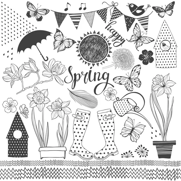 Tarjeta de felicitación Feliz Primavera — Vector de stock