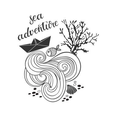 Deniz macera. Deniz tek renkli arka plan.