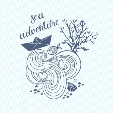 Deniz macera. Deniz tek renkli arka plan.