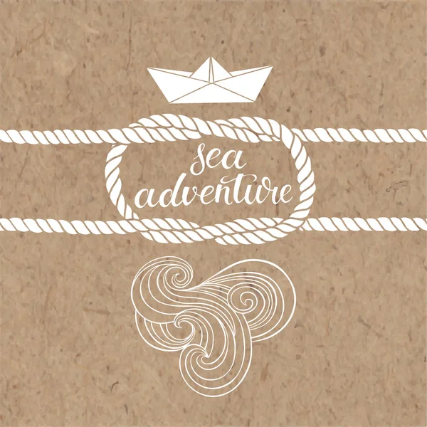 Sea adventure. Marine monochrome background — Stock Vector