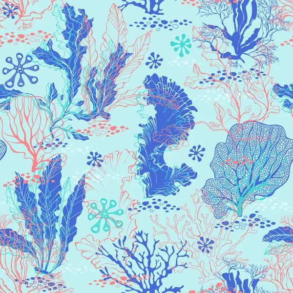 Бесшовный рисунок с подводными растениями — стоковый вектор