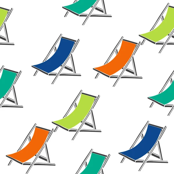 Patrón sin costuras con chaise de playa — Archivo Imágenes Vectoriales