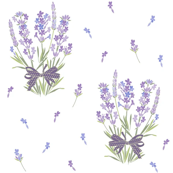 ラベンダーの花とシームレスなパターン — ストックベクタ