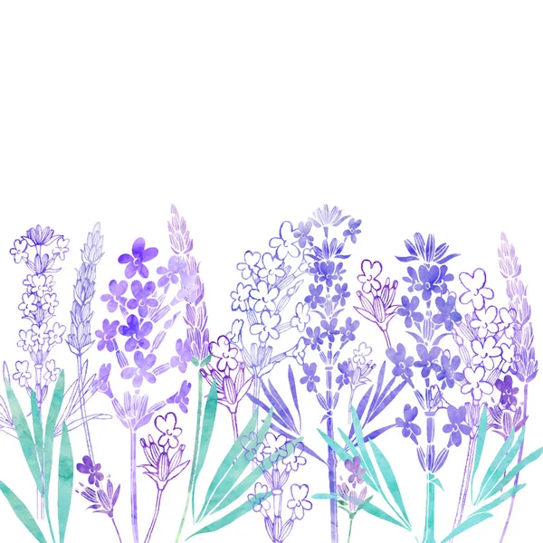 Fondo floral con flores de lavanda — Vector de stock