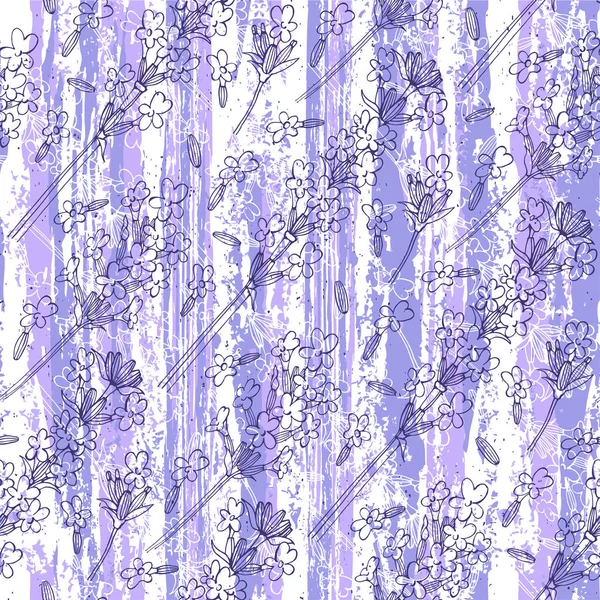 라벤더 꽃이 피는 가시없는 무늬 — 스톡 벡터