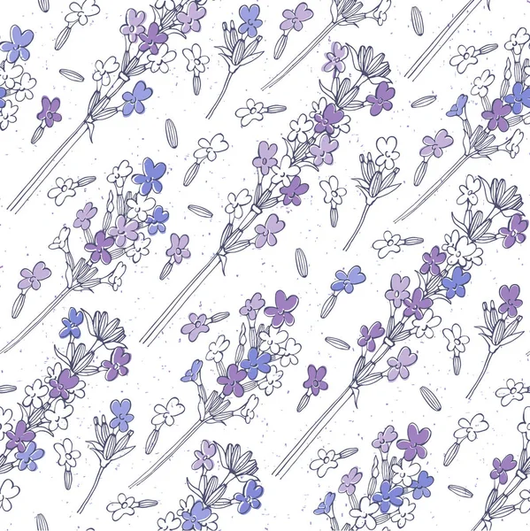 Seamless pattern with lavender flowers — Stock Vector