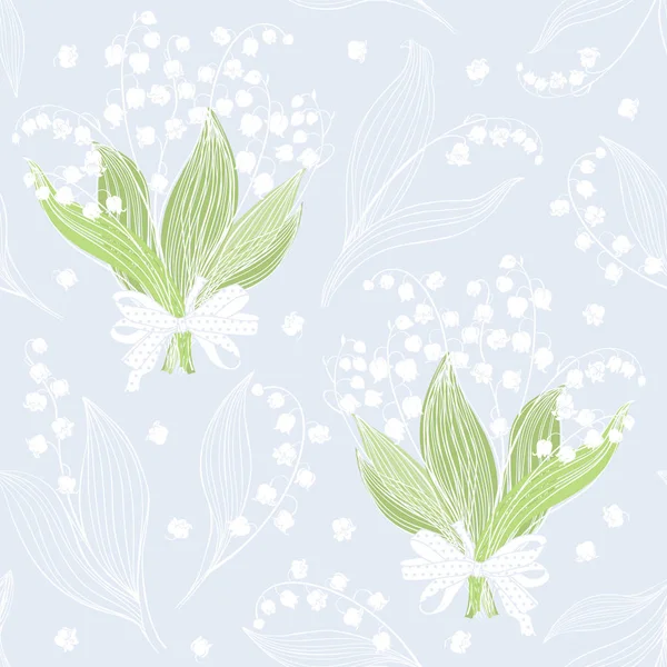 Seamless pattern with of lilies of the valley — Stock Vector