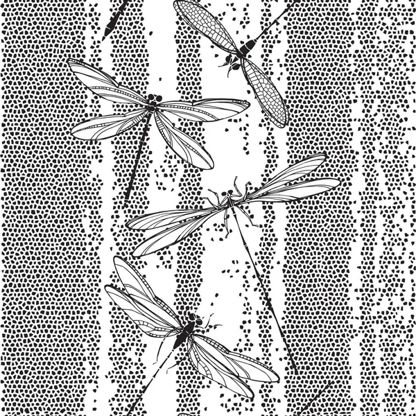 Seamless pattern with dragonflies — Stock Vector