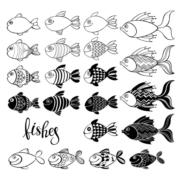 Éléments de poissons pour décor — Image vectorielle