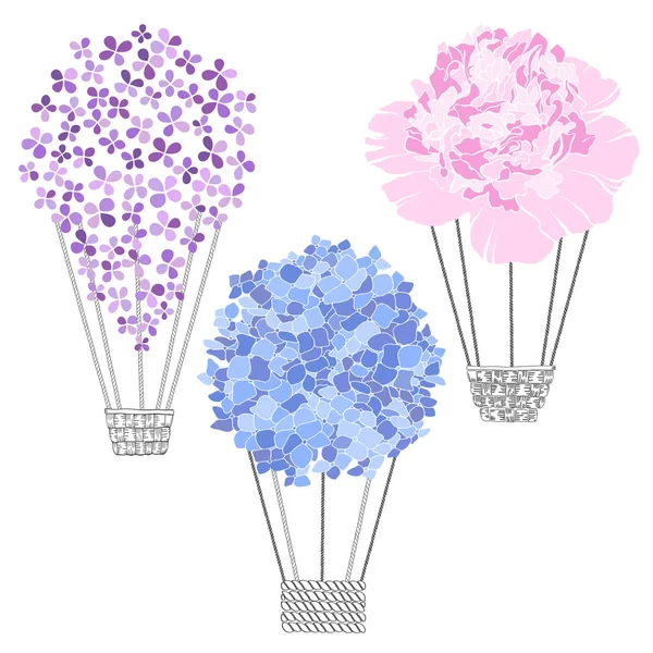 Globos de aire-flores — Vector de stock