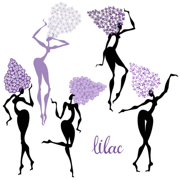 Filles dansantes-fleurs — Image vectorielle