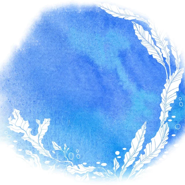 Algen auf blauem Aquarell-Hintergrund — Stockvektor