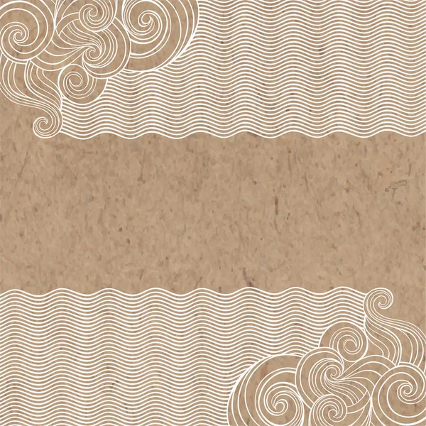 White waves on kraft paper — Stock Vector