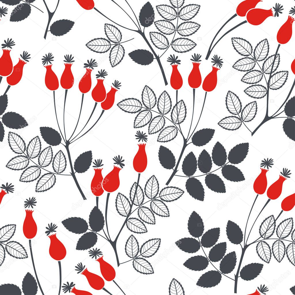 pattern with rosehip berries