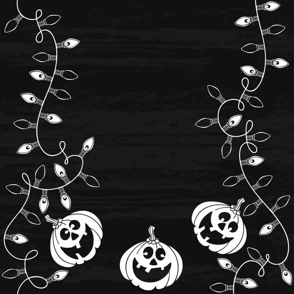 Festive lights garlands and pumpkins — Stock Vector