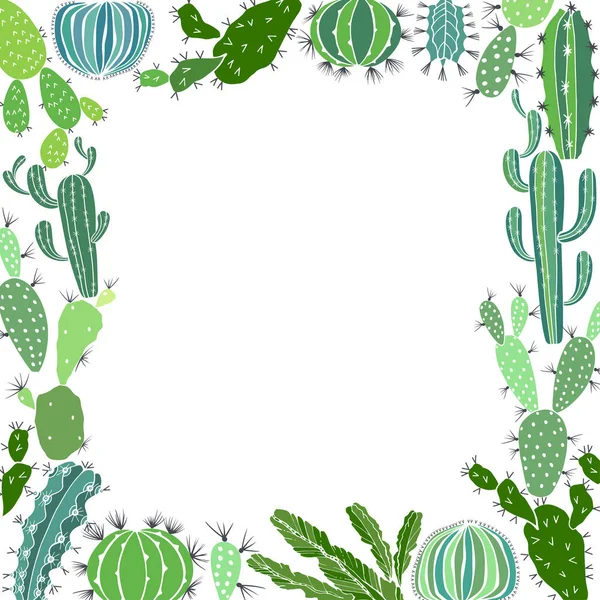 Cacti square floral frame — Stock Vector