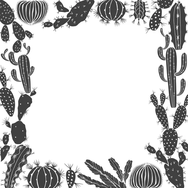 Kaktuszok tér virágos keret — Stock Vector
