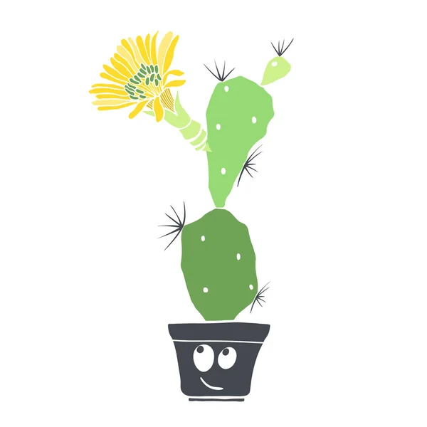 Blühender Kaktus im Topf — Stockvektor