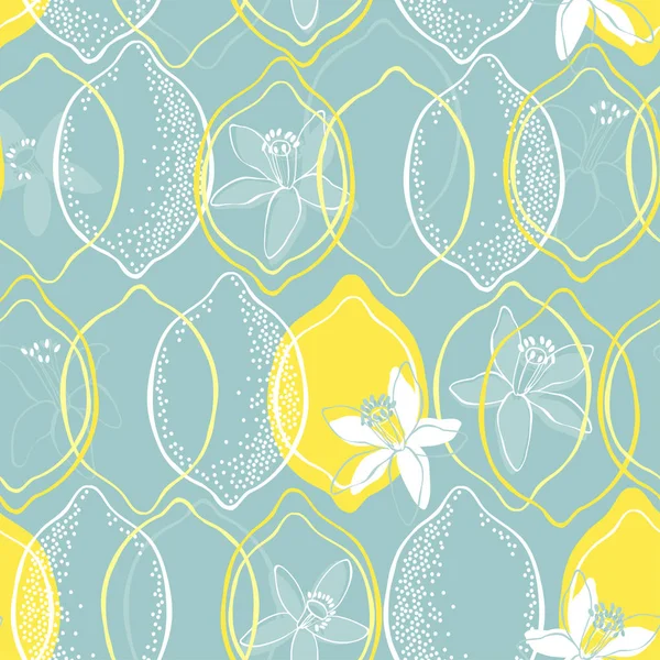 Zitronen und Blütenmuster — Stockvektor