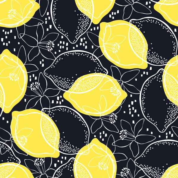 Lemons and blossom seamless  pattern — Stock Vector