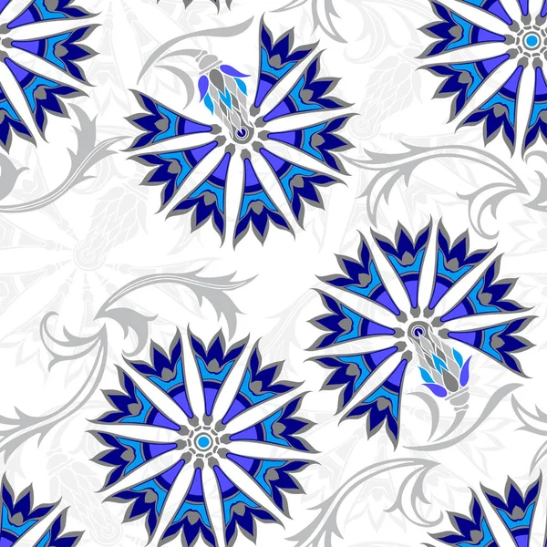 Modèle sans couture avec des bleuets stylisés — Image vectorielle