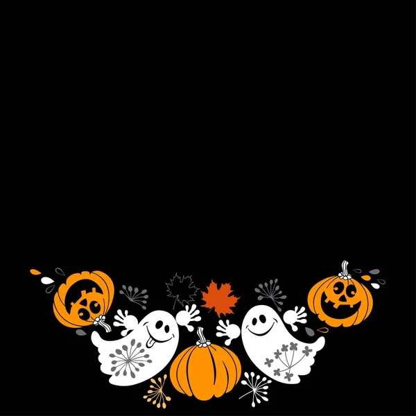 Funny ghosts and pumpkins — Stock Vector
