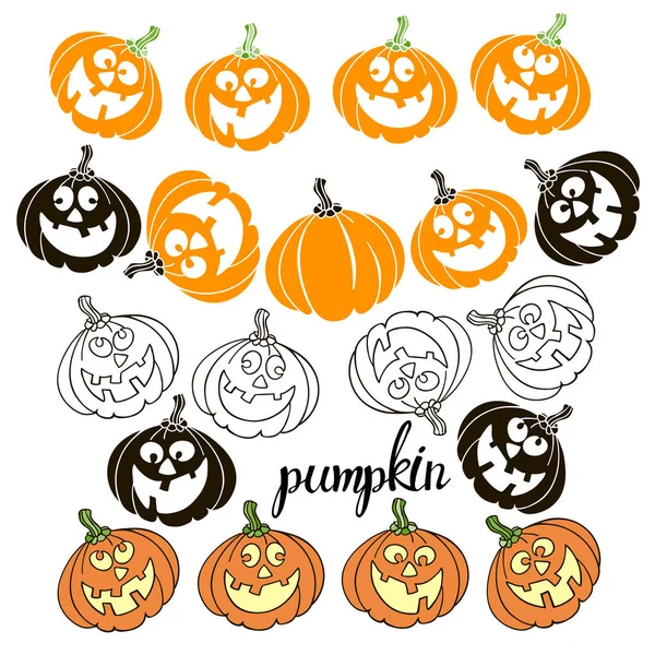 Calabazas coloridas para Halloween — Vector de stock