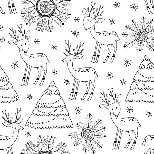 Seamless pattern with reindeers — Stock Vector