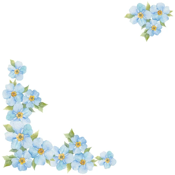 Akvarell blå blommor — Stockfoto