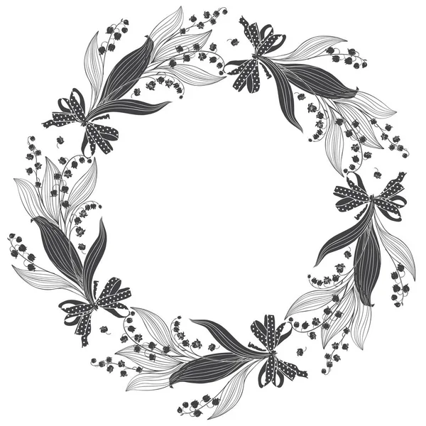 Fond Rond Floral Avec Lys Vallée Lieu Texte — Image vectorielle