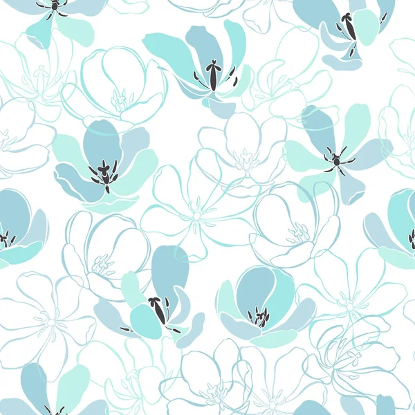 チューリップの花のシームレスなパターン ベクトル図 — ストックベクタ