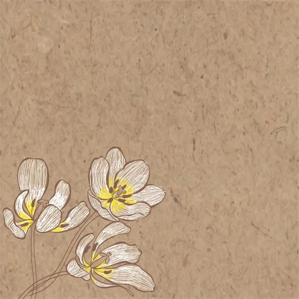 Fond Floral Avec Tulipes Place Pour Texte Sur Une Patte — Image vectorielle