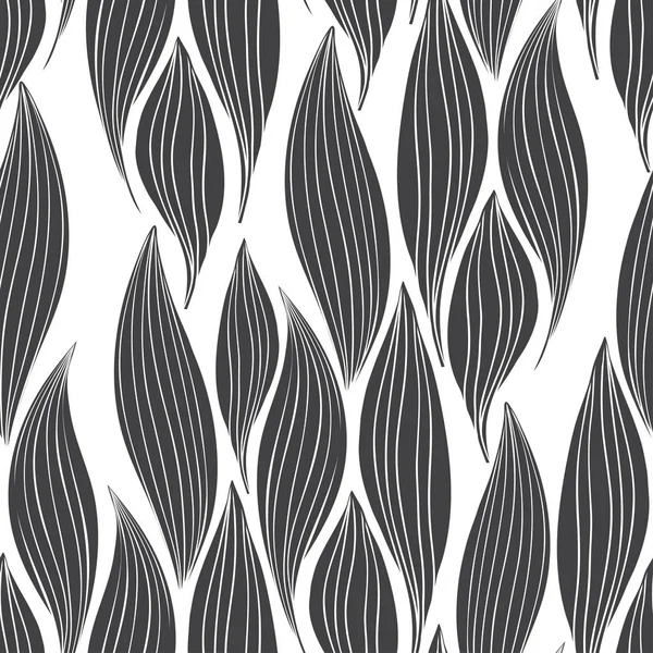 Monochrome Seamless Pattern Abstract Leaves — Stock Vector