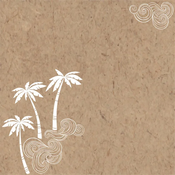 Летний Бесшовный Узор Тропическими Пальмами Волнами — стоковый вектор