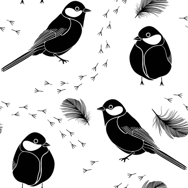 Pola Mulus Dengan Burung Bulu Dan Jejak Pada Latar Belakang Stok Ilustrasi 