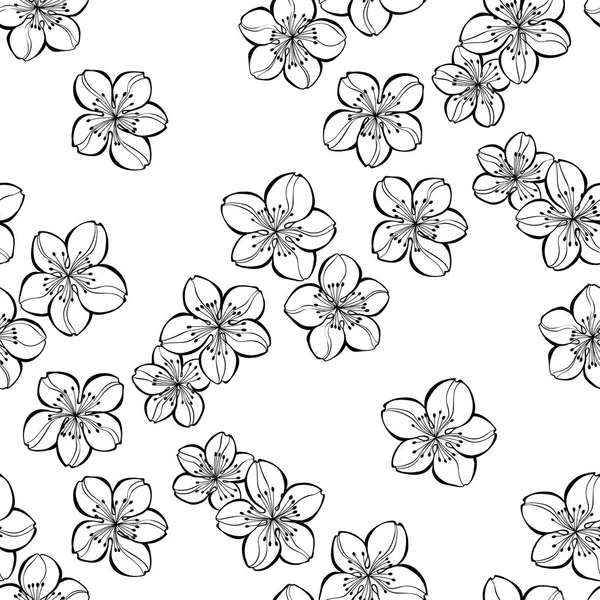 Modèle Sans Couture Avec Des Fleurs Sakura Sur Fond Blanc — Image vectorielle