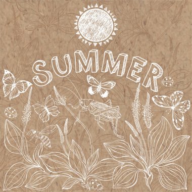 Yaz arka plan. Vektör çizim muz ile