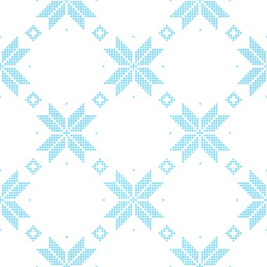 Beyaz arka planda soyut kış dekoru. Puantiyeli kusursuz vektör deseni geometrik süsleme.