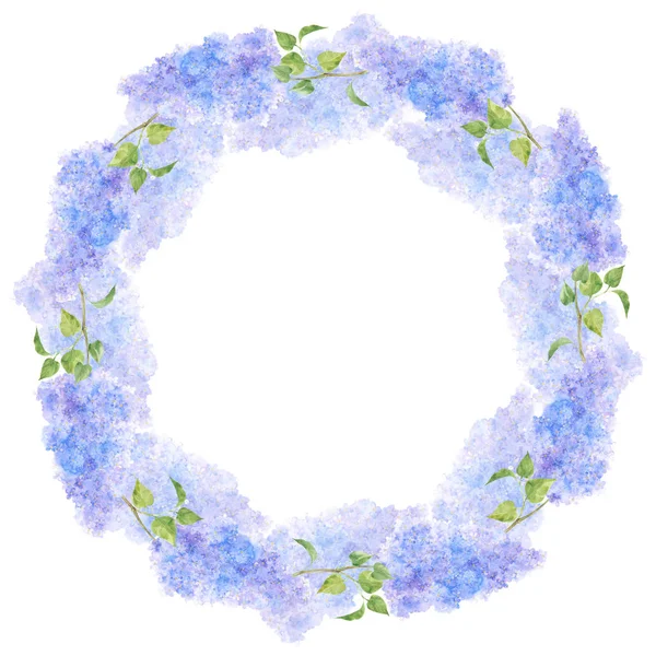 Lilac Στρογγυλό Πλαίσιο Λευκό Φόντο Εικονογράφηση Υδατογραφίας — Φωτογραφία Αρχείου