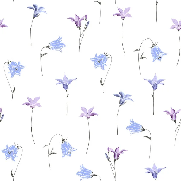 Bellflowers Fond Floral Illustration Vectorielle — Image vectorielle