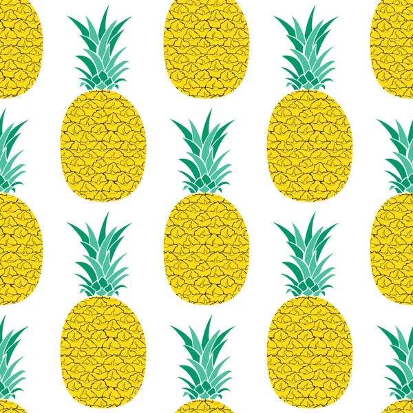 Modello Senza Cuciture Con Ananas Esperienza Vettoriale Sfondo Alimentare Tropicale — Vettoriale Stock