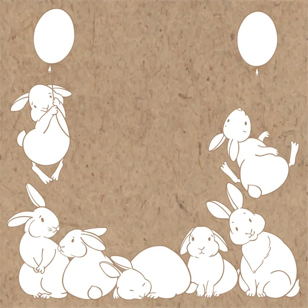 Cute Rabbits Vector Illustration Kraft Paper Can Greeting Cards Invitations — Stock Vector