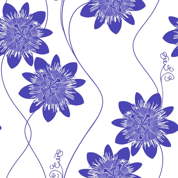 Flor Pasión Fondo Floral Ilustración Vectorial Monocromo — Archivo Imágenes Vectoriales