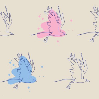 Dikişsiz desen çizimi kuş uçan