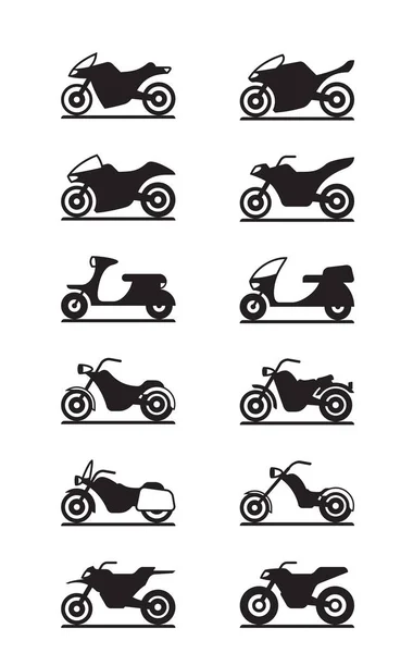 Különböző típusú motorkerékpárok — Stock Vector