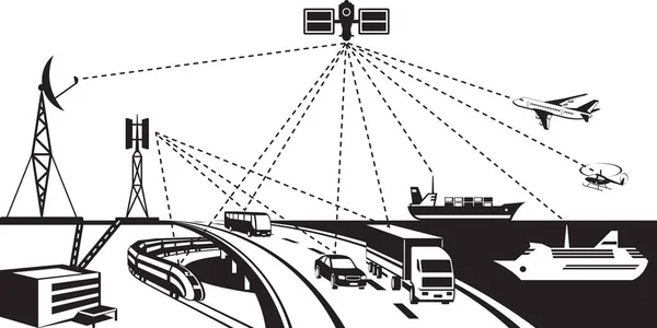 Navegação e localização do veículo — Vetor de Stock