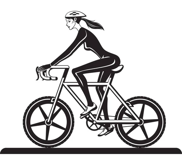 Deportiva chica de entrenamiento con bicicleta — Vector de stock