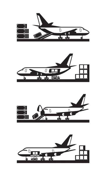 Olika typer av lastning cargo flygplan — Stock vektor